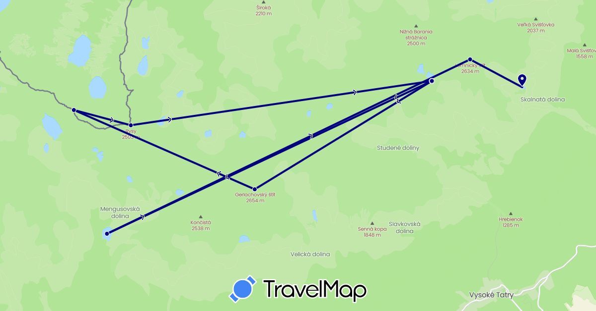 TravelMap itinerary: driving in Poland, Slovakia (Europe)